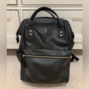 Stylish Black Leather Backpack